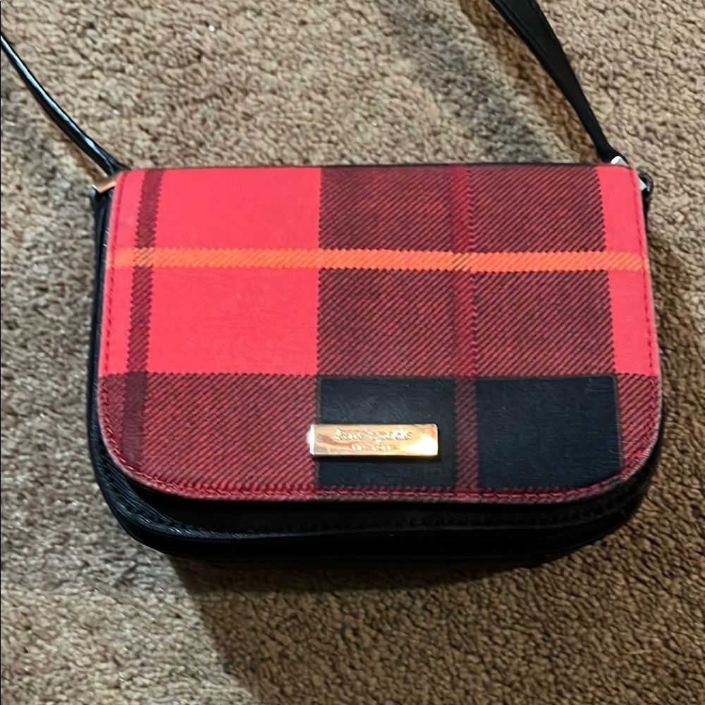 Kate Spade Red and Black Plaid Crossbody Bag